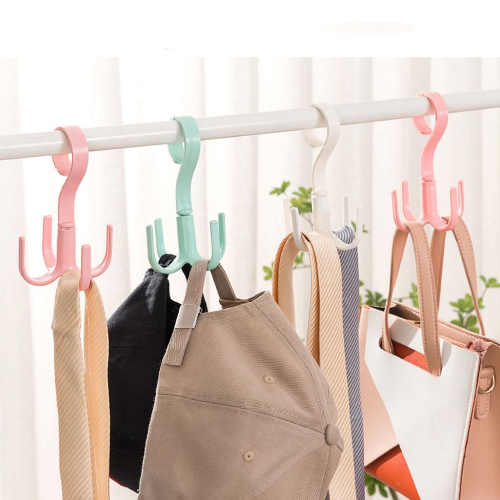 3PCS Creative Multifunctional Rotatable Four Claw Hooks Coat Hanging Bags Scarf Wardrobe Storage Hangers Doorway Hangers Bags