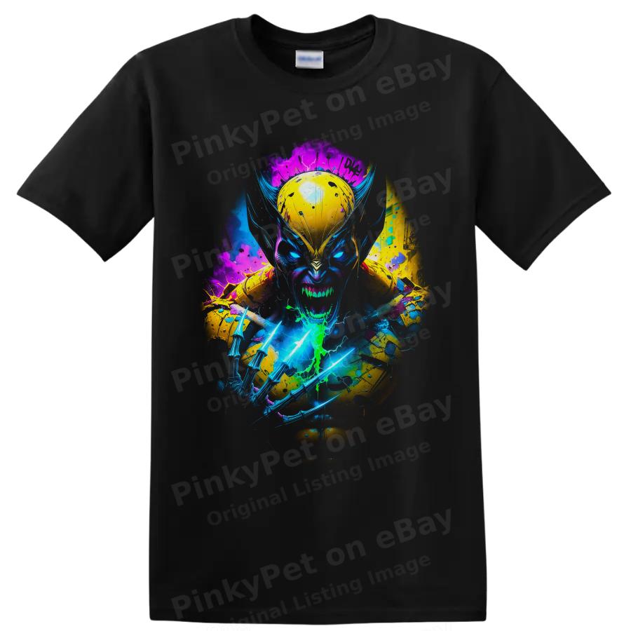 Wolverine Logan Neon Claws Superhero Graphic T Shirt Fan Tee Gift