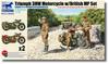 Bronco Model Британский мотоцикл Triumph 3HW Набор из 3 британских солдат и 2 Пластиковая модель CB35035 1/35 Тип, Мотоциклы,
