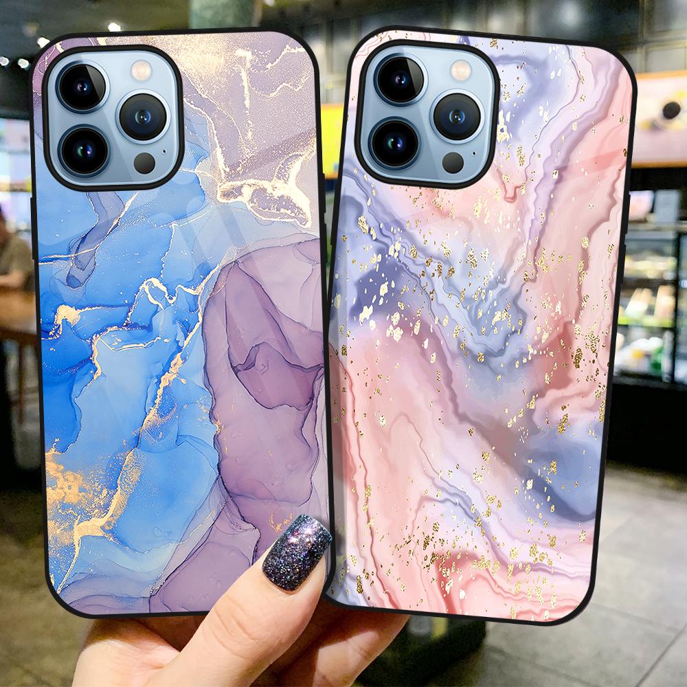 Модный чехол для телефона Art Marble для Iphone 14 13 11 12 Pro Max Mini Xs Xr X 7 8 6s Plus Se 2022, чехол из закаленного стекла, бампер Fundas