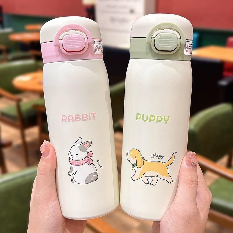 350 мл/500 мл мультяшный двойной термос из нержавеющей стали с трубочкой портативный милый детский студенческий термос кружка дорожный стакан