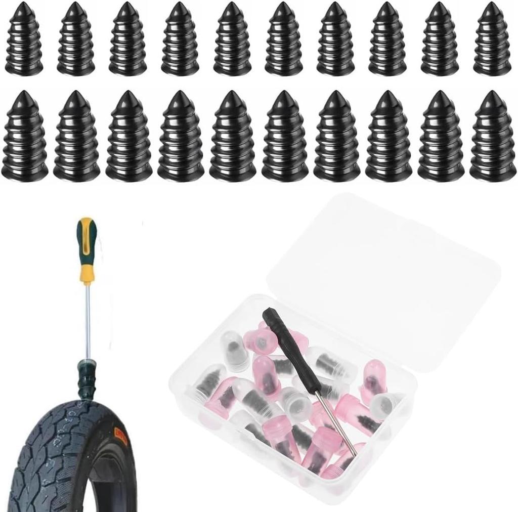21 Pieces Vacuum Tire Repair Nails, Rubber Spiral Nails Supplied with Screwdriver for Cars, Trucks,Bike Rubber Tire Repair Kit