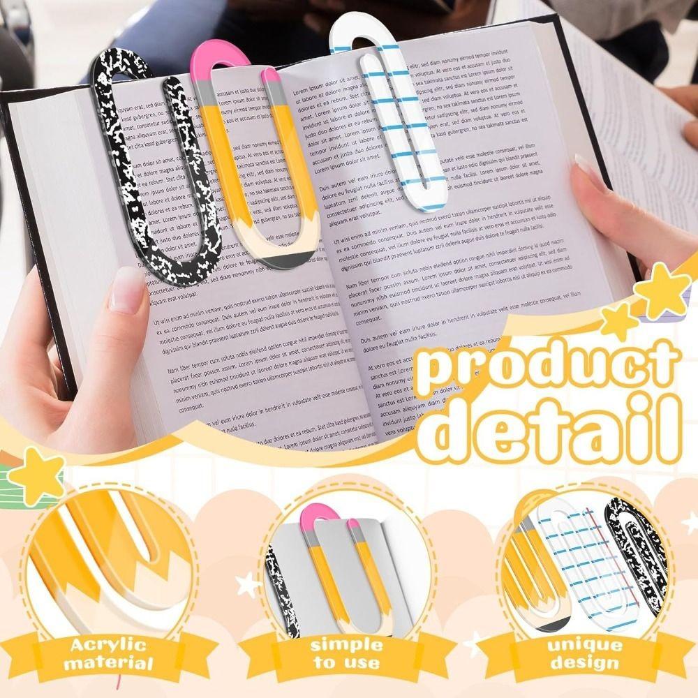 4pcs Creative Enormous Paper Clips Acrylic Notebooks Paper Clips Paperclip Bookmark Note Decor