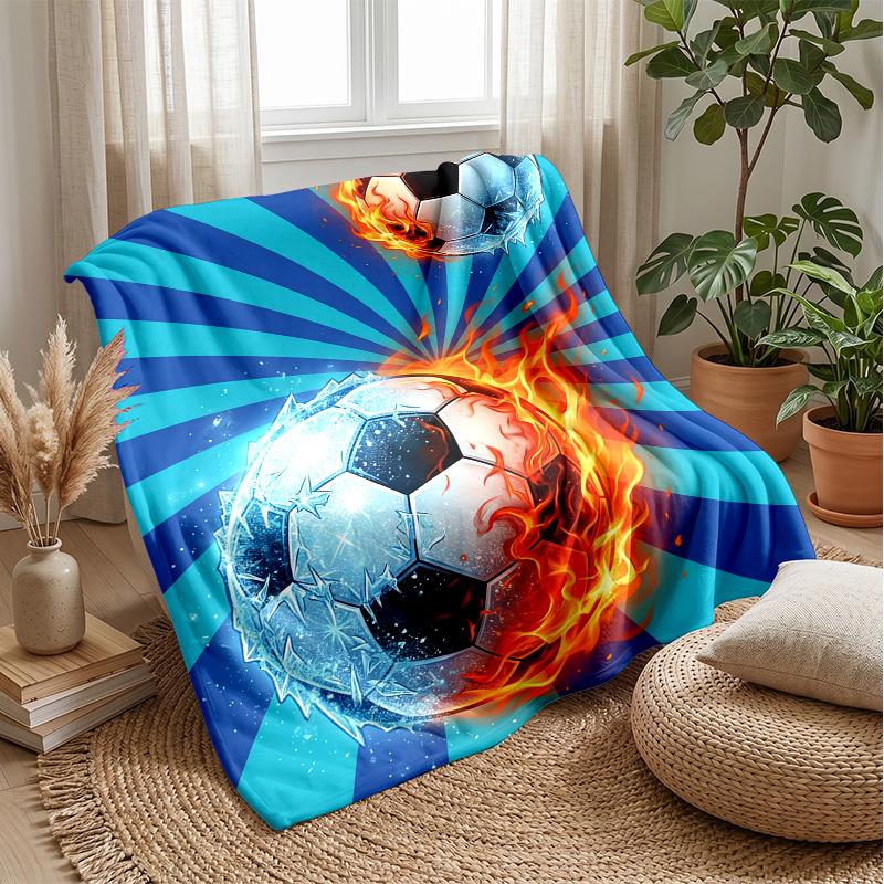 Soccer Fire Impact Theme blanket Lightweight Warm Flannel Blanket Decorative Throw Blanket for Home Decoration