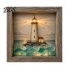 Tabletop Decorative Light Sea Glass Art Painting with LED Light, DIY Mosaic Arts and Craft Kit, Desk Accessory Ocean Themed Beach Kit for Home Office