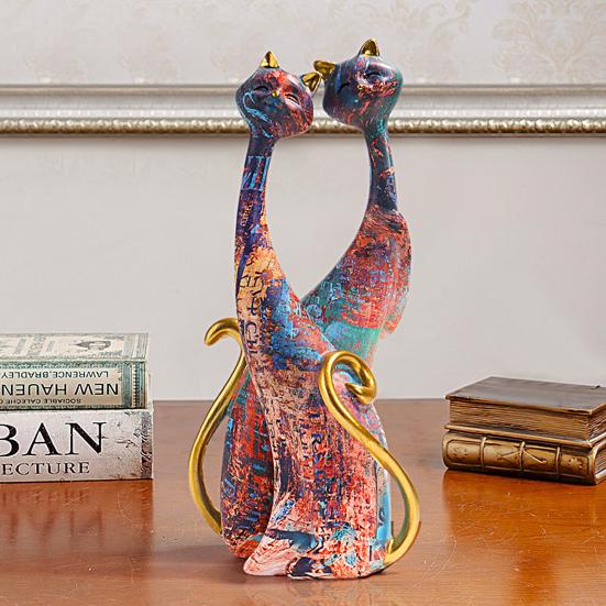 Chic Hotel Miniature Ornaments Exquisite Couple Cat Shape Home Decor