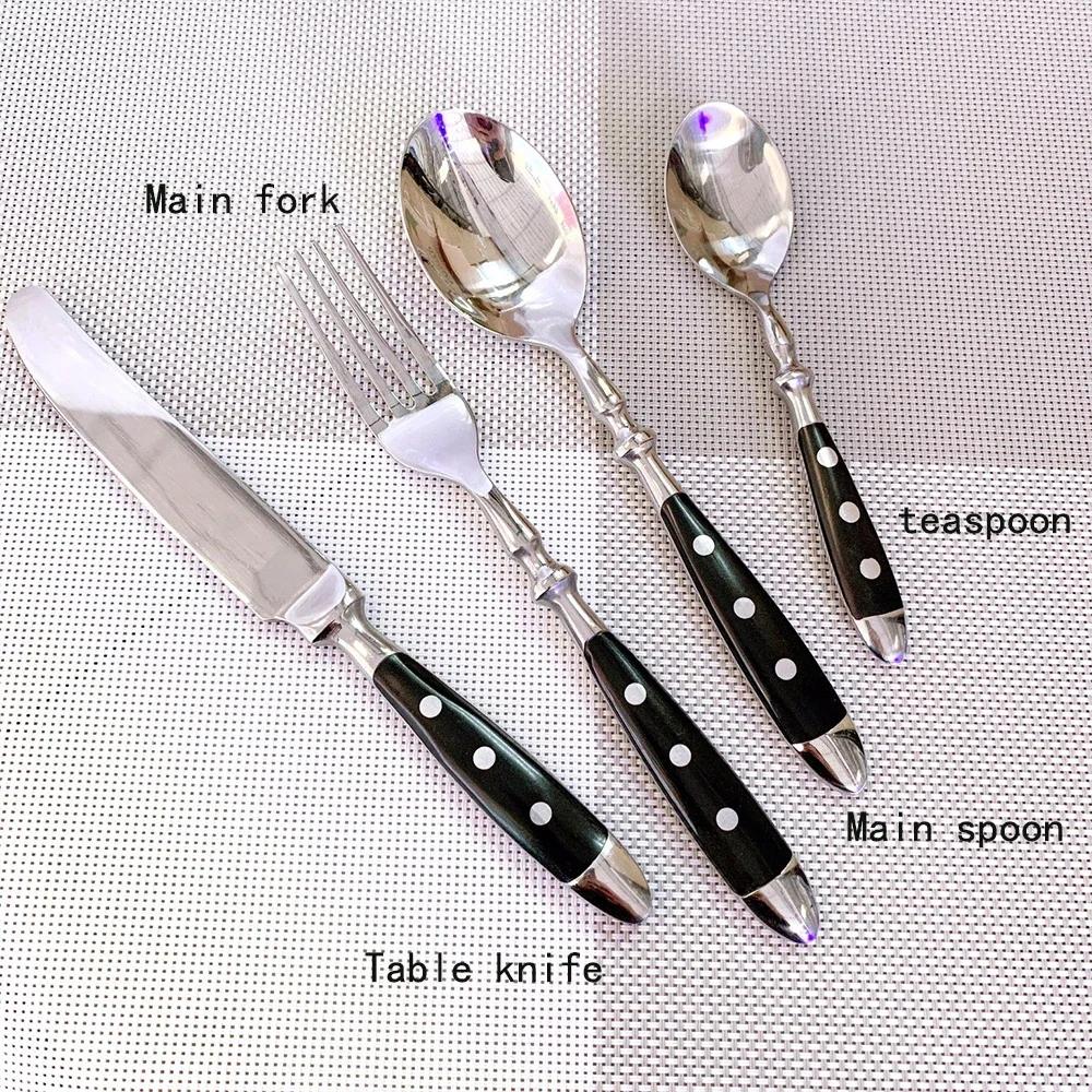 Steel Western Food Tableware Set Three Nails Knife, Fork and Spoon Practical Bakelite Black Handle Stainless Knife