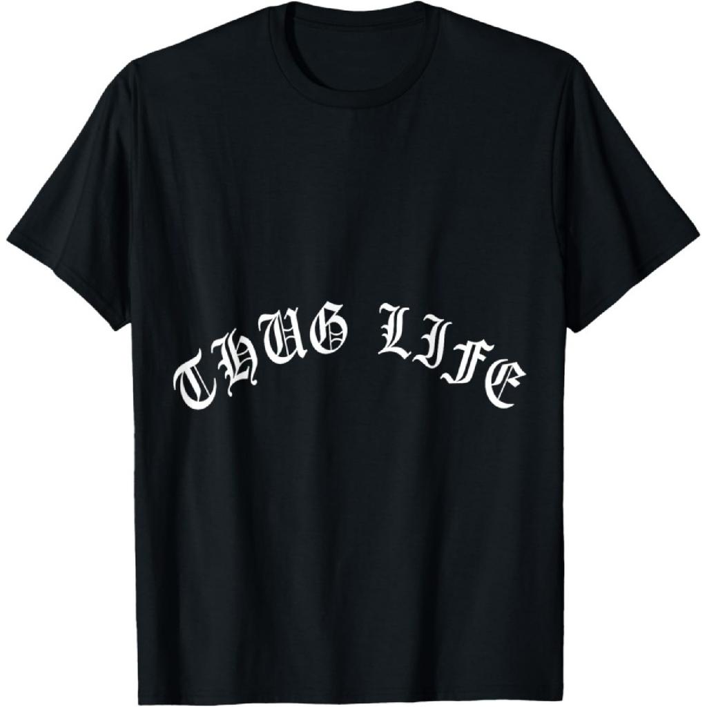 Футболка Thug-Life - Женская черная футболка с коротким рукавом классического кроя - Футболка на тему рэп-музыки - Размер S