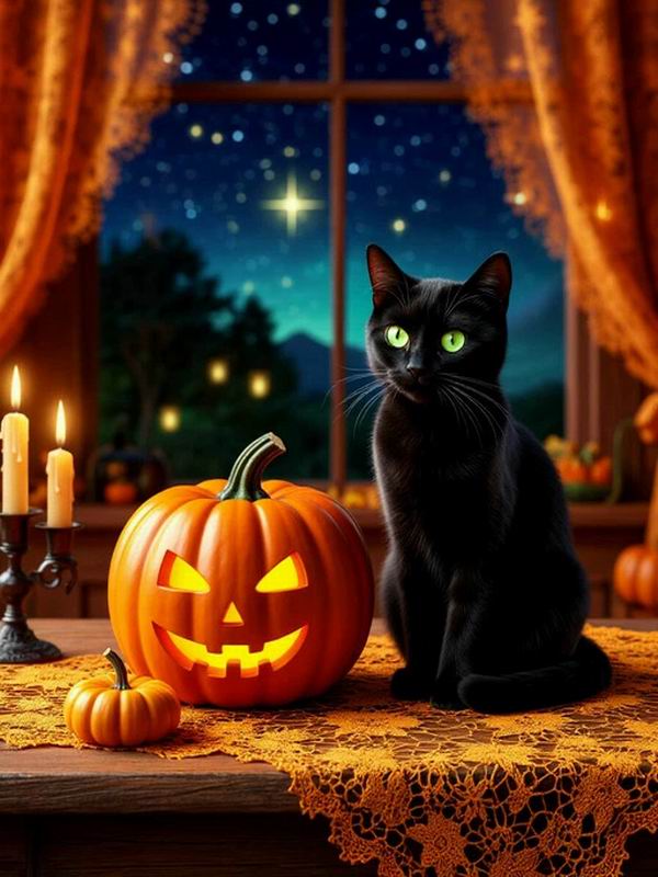 Diamond Painting New Collection Halloween Pumpkin Black Cat Diy Full Rhinestone Embroidery Animals Mosaic Cross Stitch Kits Wall Decor