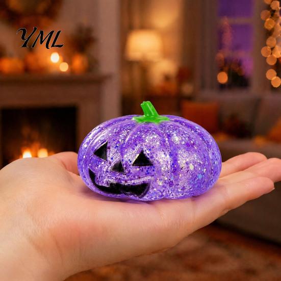 Halloween Stress Relief Balls Glitter Pumpkin Ball, Head Squeeze Toy for Relief, Creepy Fidget Party Favors