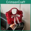 Ribbon Bow Pu Water Bucket Shoulder Bag With Magnetic Closure And Internal Storage For Commuting