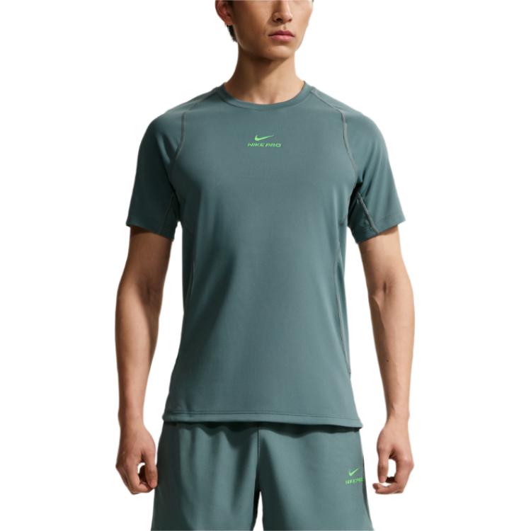 Nike Мужская дышащая футболка с коротким рукавом и круглым вырезом Pro Dri-Fit с буквой HV0410-382