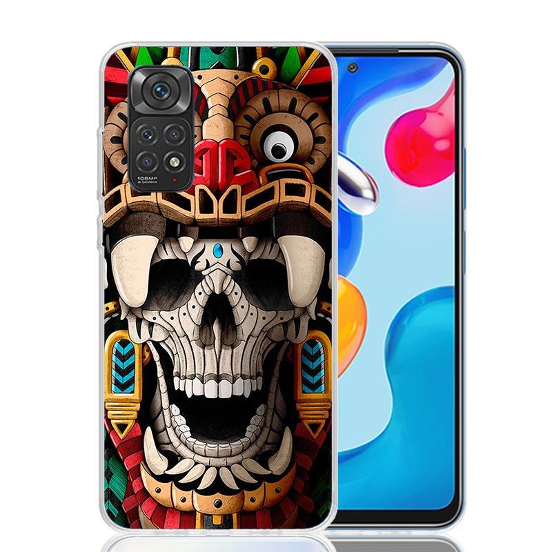Mayan Stone Totem Pole Phone Case For Xiaomi Redmi Note 13 14 15 Pro Plus 12S 12 14S 11S 11E 10 10S 11 11T 5G 4G Cover Coque Red