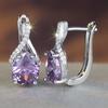Элегантные серьги-капли с фиолетовым цирконом в форме капли воды для женщин, серебристого цвета, свадебные, для вечеринки, ювелирный подарок