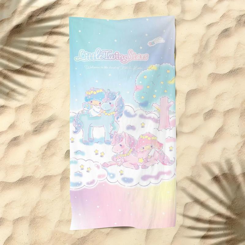 Cute Cartoon Kitten Printed Microfiber Beach Towel Quick Dry Soft Bath Towel For Kids Seaside Swimming