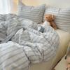 Комплект постельного белья в полоску INS Nordic Girls Мягкая простыня из стираного хлопка Queen King Size Комплект постельного белья Комплект наволочек Постельное белье