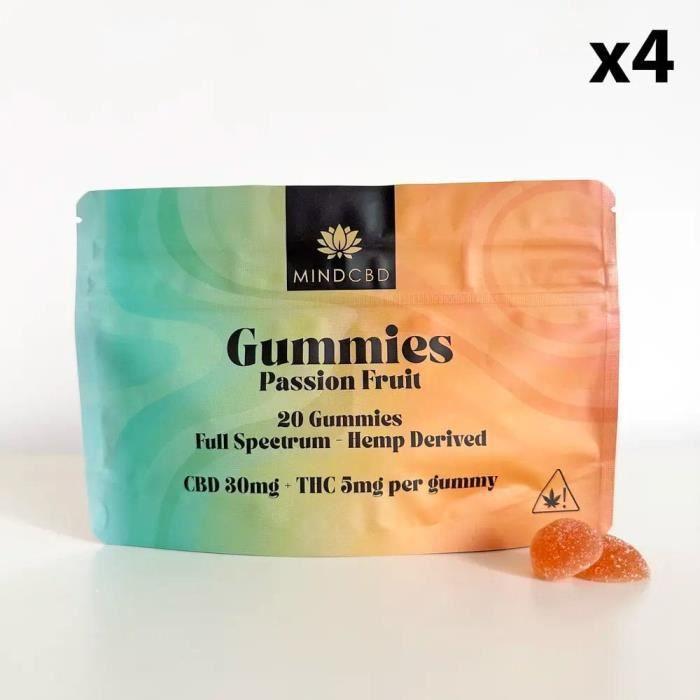20 Gummies CBD 30mg + THC 5mg (5 saveurs au choix) Fruit de la Passion / 4 sachets