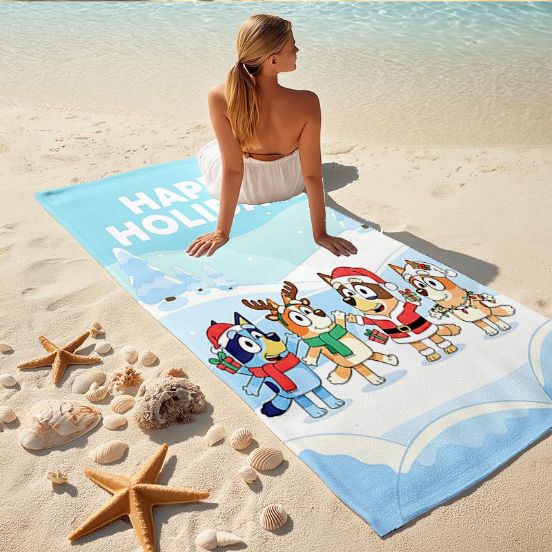 1Pc Happy Holiday Friends Beach Towel, Quick Dry, Multi-Use for Beach Pool Gym Yoga Home Travel, Christmas, Halloween, Xmas Gift S83