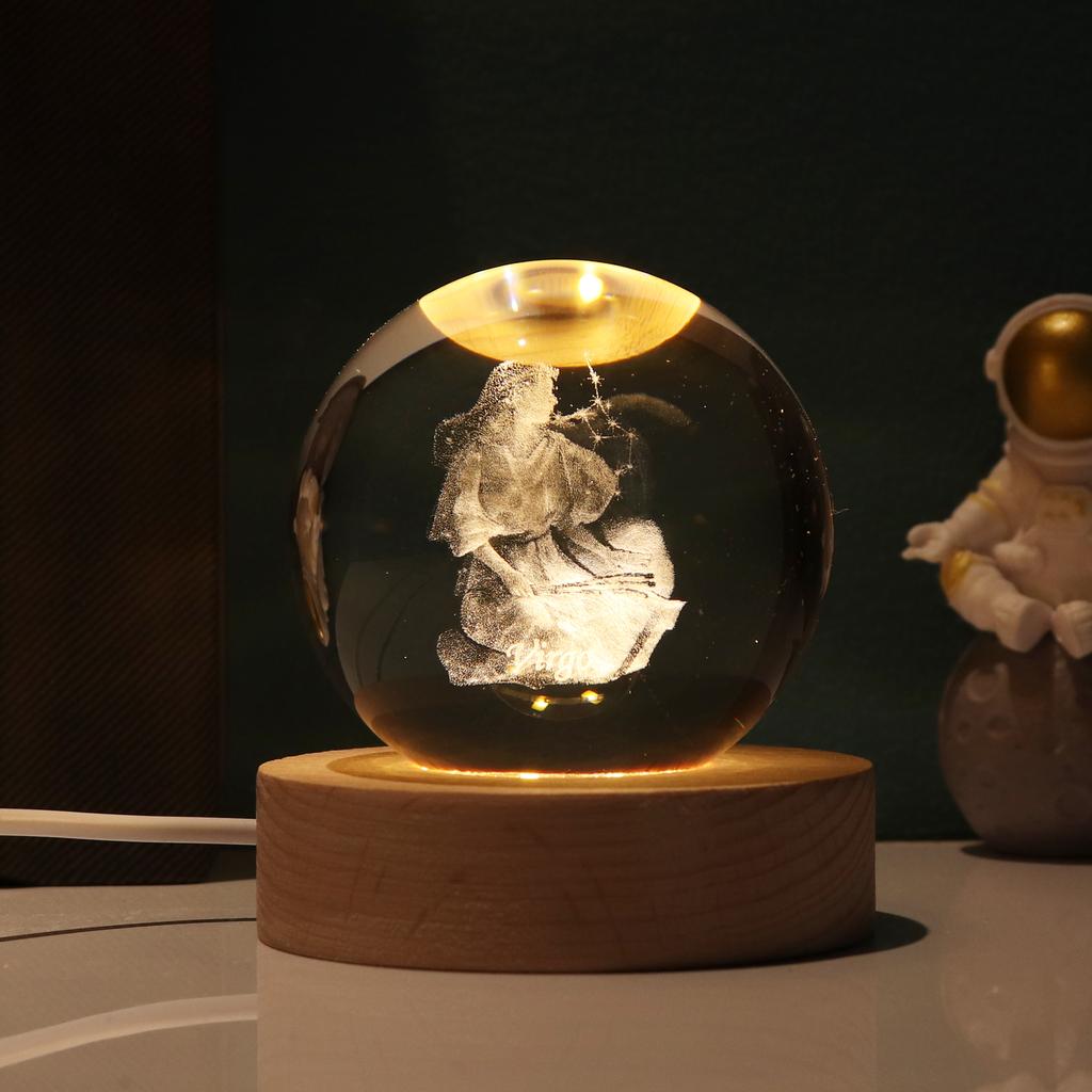 12 созвездий, маленькие ночные светильники, светящийся хрустальный шар, настольные декоративные светильники, украшения, маленькие ночные светильники на день Святого Валентина