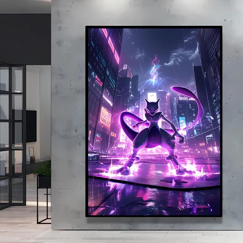 Canvas Painting High Quality Mewtwo Espeon Poster Bright and Long Lasting Colors Modern Living Room Decor Gifts Classic