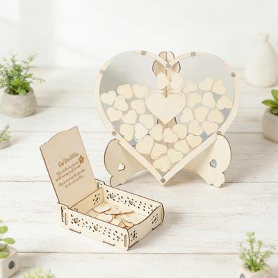 Альтернатива свадебной гостевой книге Yousheng, рустикальная деревянная коробка для сердечек, свадебный, детский душ, юбилейный, рамка с прорезью сверху для вкладывания сердечек