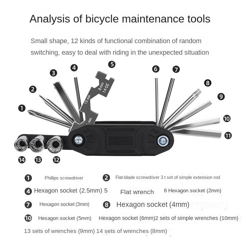 TOSUOD Lightweight Bicycle Repair Tool Hexagon ScrewdriverSuit with Wrench Socket Shop Tools Accessories