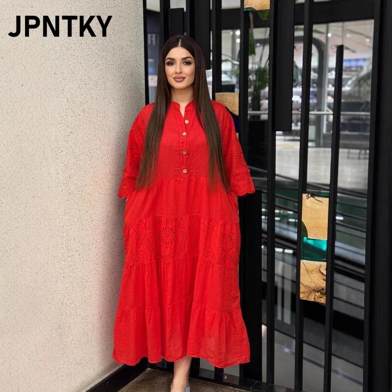 JPNTKY Модные Летние Весенние Однотонные Платья с Принтом, Короткий Рукав, V-образный Вырез, Повседневные
