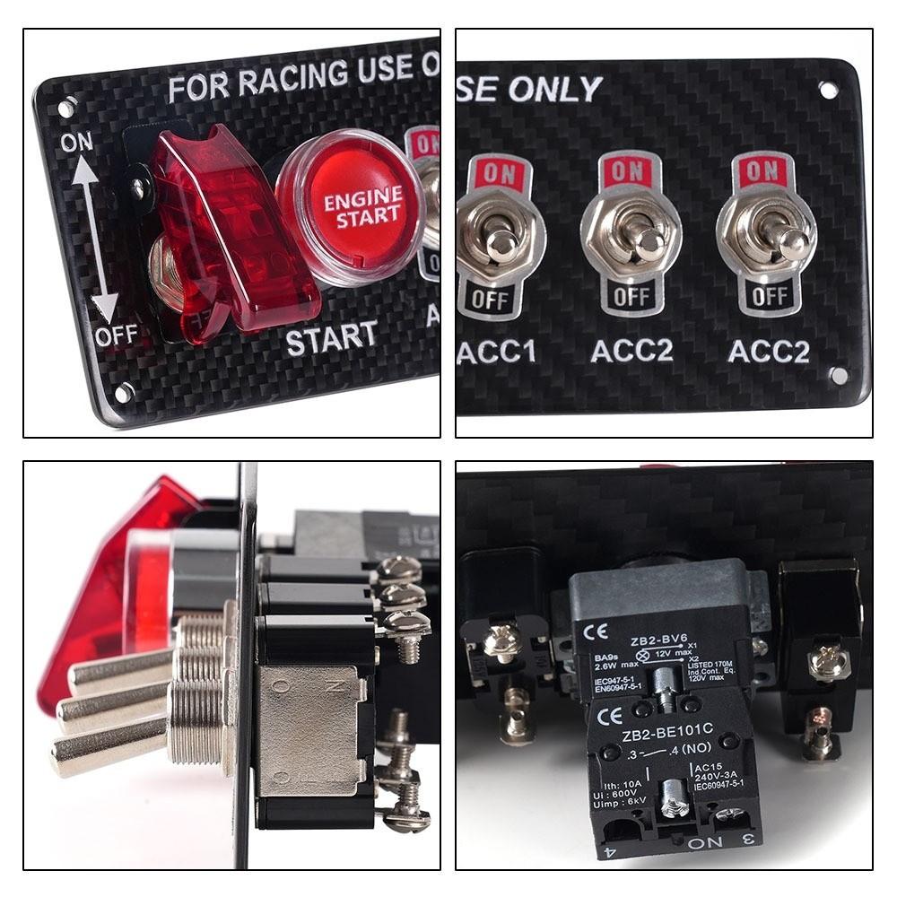 LED Illuminated Racing Ignition Switch Panel Carbon Fiber Car Start Switch  12V racing cars & RV