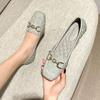 Fashion 2025 New Luxury Women's Flat Shoes Square Head Shallow Mouth Soft Bottom Comfortable Small Leather Shoes Fashion Casual Shoes