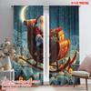 2pcs,2D Plane Printing Pattern Curtains Christmas Reindeer Gift2 (2) Versatile Polyester Fabric (without Rod) Versatile All Use