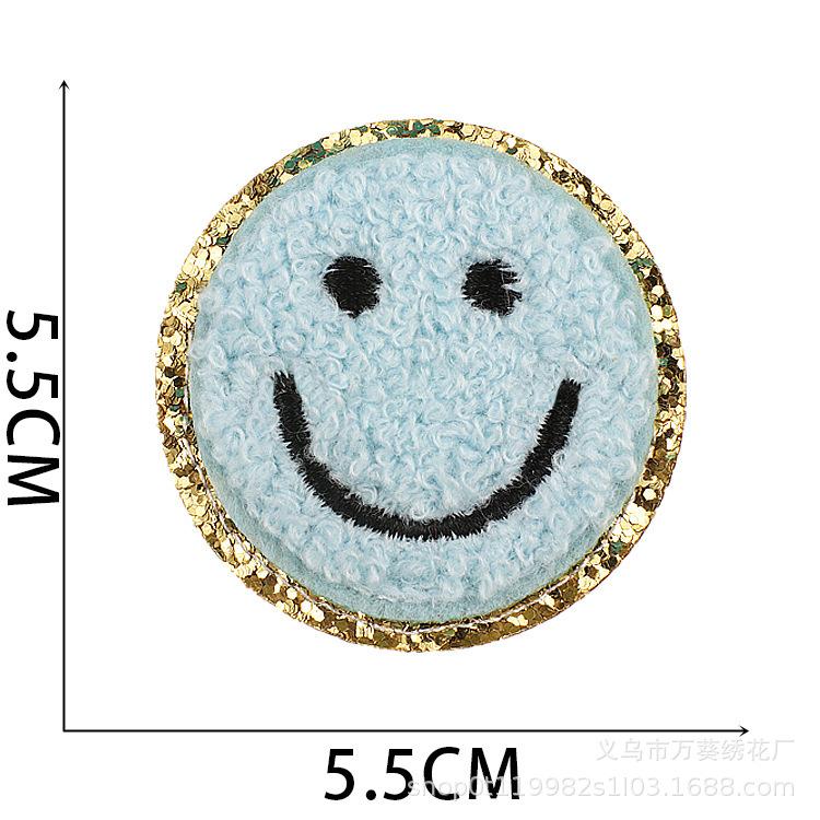 Cross-Border Smiley Face Embroidery Cloth Sticker Towel Embroidery Lightning Patch Sticker Ironing Greet Computer Embroidery Chapter Boy Love Sticker