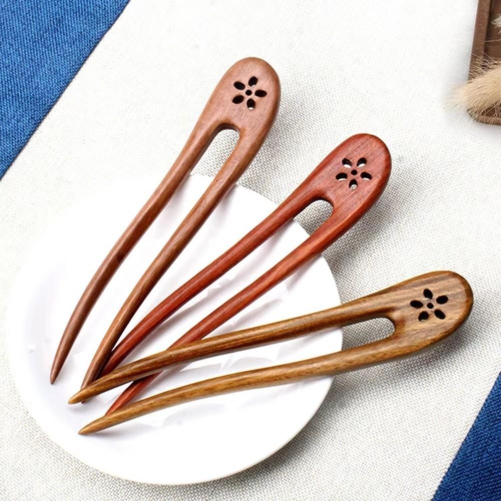 Handmade Wooden Hair Sticks U Shaped Wood Hairpins and Clips Delicate Hair Forks Girls