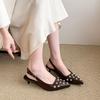 Fashion New Summer Women's Sandals Metal Rivet High Heels Footwear Elegant Slingback Pointed Slip On Party Lady Pumps Shoes