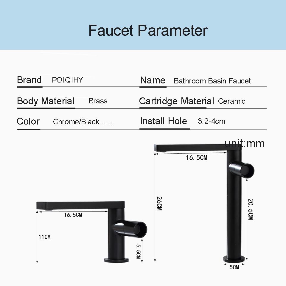 POIQIHY смеситель для раковины, золотой смеситель для раковины, однорычажный смеситель для раковины, кран для горячей и холодной воды, латунный кран для раковины