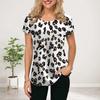 Women Summer T Shirt White Flowers Print Short Sleeve Tees Casual Printed Tops