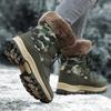 Женские зимние сапоги Plus Velvet Snow Boots Casual PU Canvas со шнуровкой, теплые, для улицы, из хлопка, большие, высокие, толстые, нескользящие