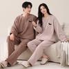 Парная пижама из полуфлиса, осенне-зимняя, из кораллового флиса, утепленная флисом, теплый костюм, мужская и женская повседневная пижама-пуловер
