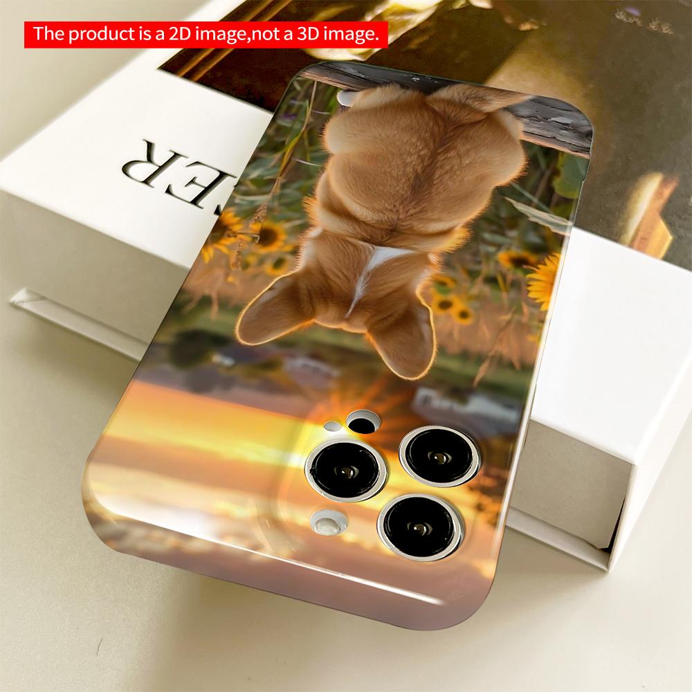Corgi Watching Sunset in Sunflower Field All inclusive film hard phone case, compatible with iPhone 18 Pro Max 17 16 15 14 13 12 11