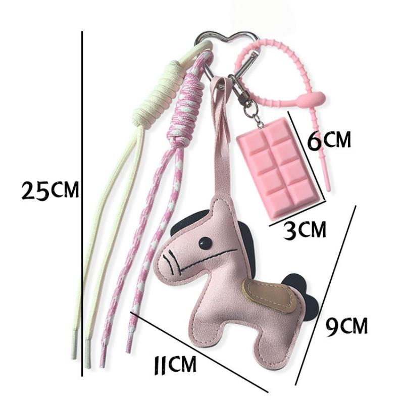 1 шт. Кожаный брелок-пони, плетеный шнурок, подвеска для рюкзака, аксессуары для подвешивания на сумку для телефона, DIY украшение