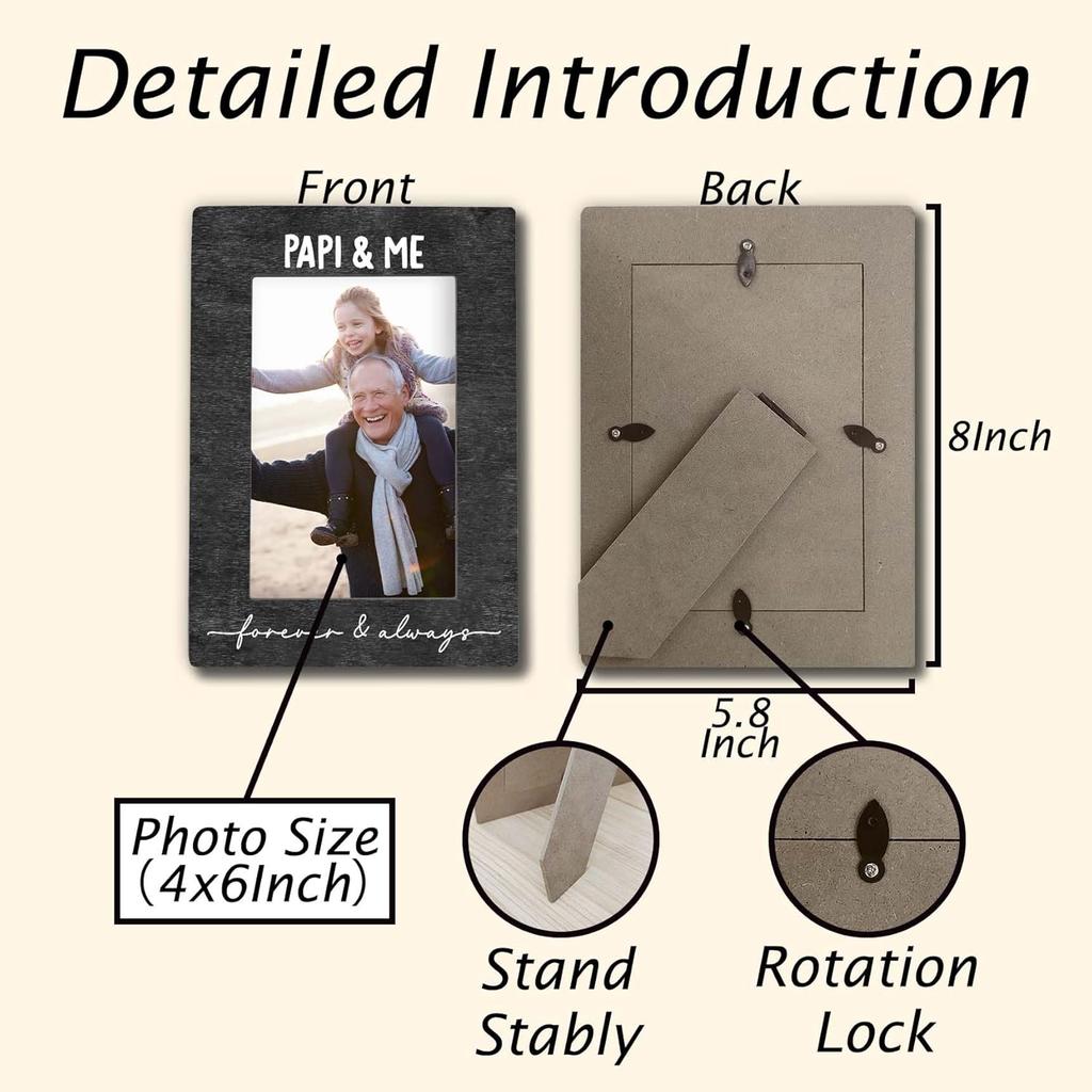 Papi and Me Forever and Always 4x6 Picture Frame, Papi Gifts for Grandpa for Father Okay Day from Grandkids, Grandpa Grandkids Photo Frame, PapiGift