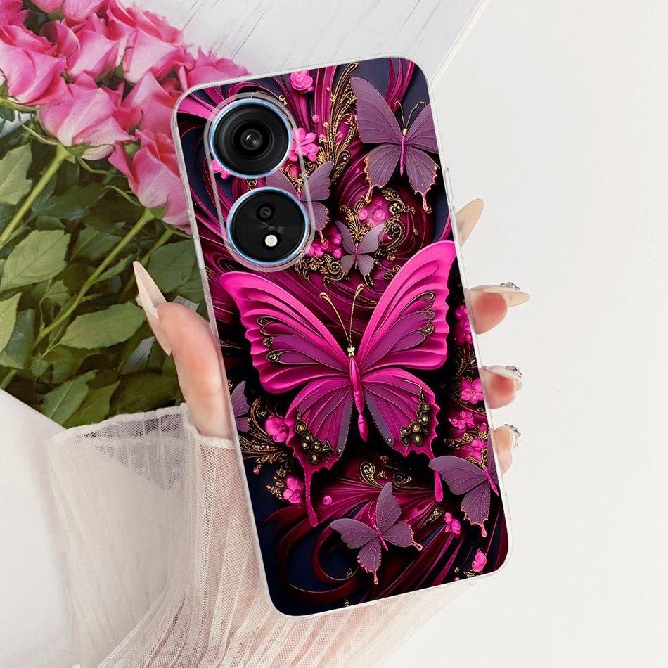 Для OPPO Reno8 T 5G CPH2505 / Reno8 T CPH2481 (Reno 8T 4G) Милый Чехол с Рисунком Цветов, Бабочек и Кошек Мягкий Силиконовый TPU Чехлы для Телефона