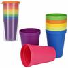 7 Reusable Plastic Cups, Drinkware, Tumblers, Stackable Water Glasses, Pops, Rainbow Colors, 7.7 Oz, for Drinking Parties, Events, and Weddings