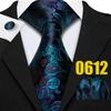 Mens Fashion Neckties Teal Silk Tie Pocket Square Cufflinks Blue&Green Formal Casual Ties