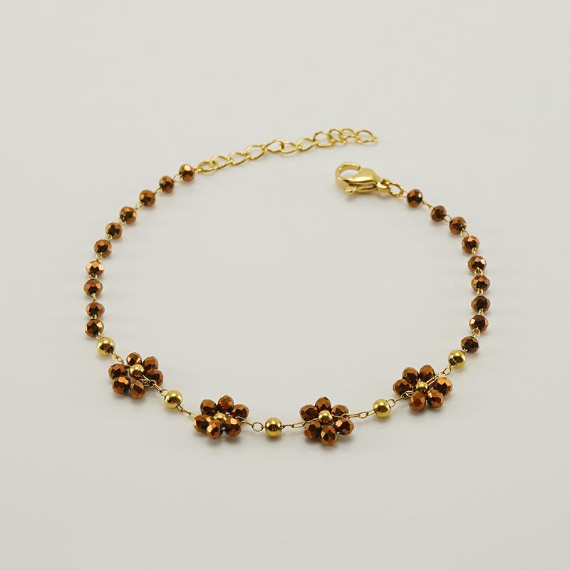 Нержавеющая сталь Новые серьги-цветы браслет ожерелье хрустальные бусины универсальные украшения в стиле бохо