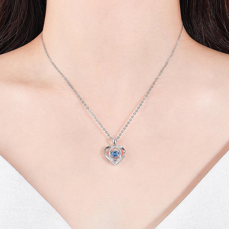Beating Heart 925 Sterling Silver Necklace Pendant Versatile Fashion Girl Gifts to Wife and Girlfriend