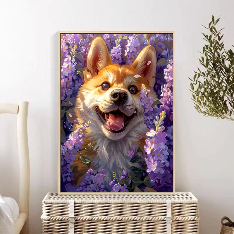 5d DIY Алмазная картина, вышивка крестом, милые животные, корги, алмазная вышивка, мозаика, лаванда, полный круглый дрель, домашний декор