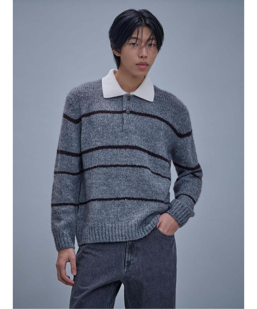 SHIFT.G Fuzzy Pattern Sweater Gray