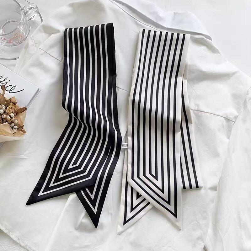 Длинный шейный платок, узкие ленты для волос, шарф, женские модные повязки на голову, шейные платки, напечатанная повязка на голову, симпатичные женские шарфы-сумки 14x145 см