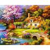 Cross Stitch Kit DIY Diamond Embroidery Riverside House Full Round Diamond Painting Mosaic Home Decor