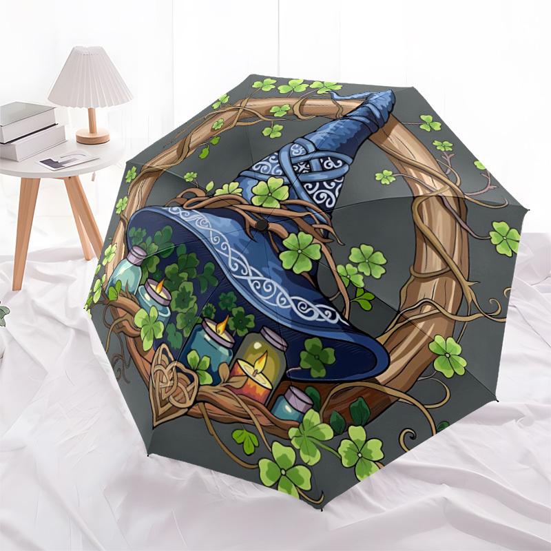 1pc Witchcraft, Magic Adventure Auto Open/close, 8-Rib Iron Frame, Compact Folding Cute Umbrella All-Season Portable Umbrella for Travel 033